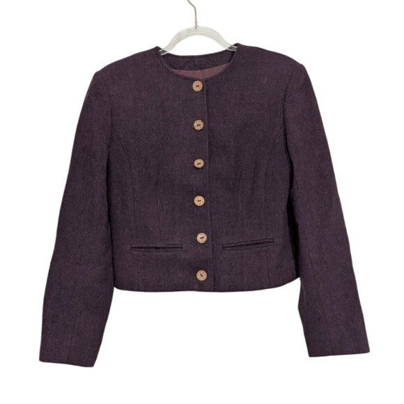 Vintage Pendleton Wool Cardigan Womens Size 6 Purple Lined Button Front Jacket - Picture 1 of 11
